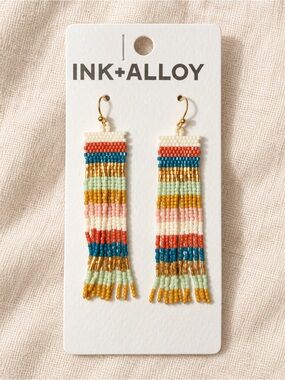 INK+ALLOY Lexie Multicolor Striped Seed Bead Fringe Earrings